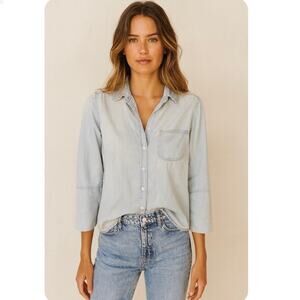 Bella Dahl 100% Tencel Chambray Lightweight Blue Top XS Coastal Resort Wear